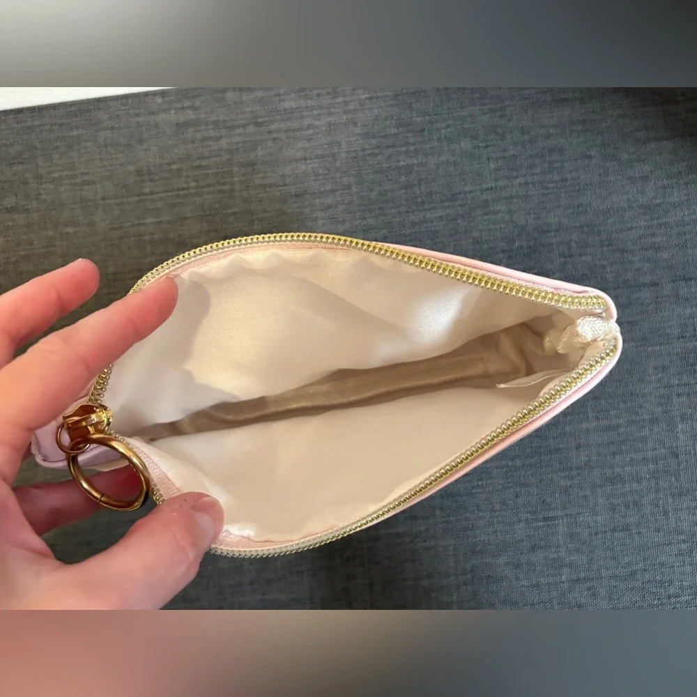 Pink Bride Makeup Bag or Clutch with Gold Accents